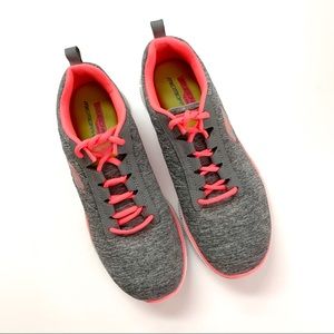 Skechers Memory Foam Gray Coral Sneakers 8.5